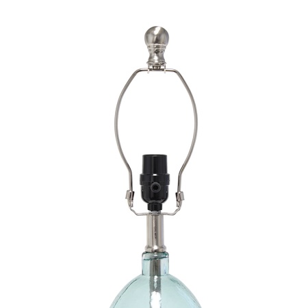 Lalia Home Oval Glass Table Lamp with White Drum Shade, Clear Blue LHT-5035-CB